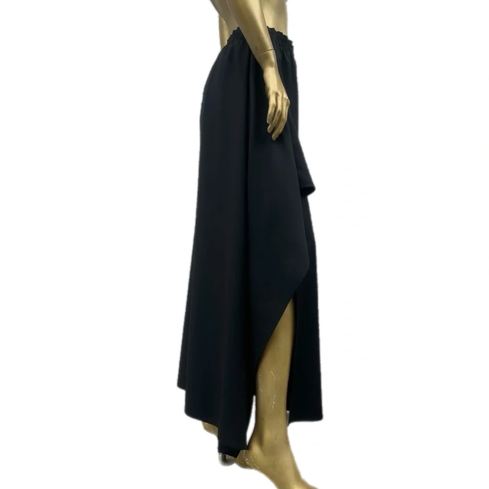 Zoran NWOT 100% wool Black Asymmetrical draped High slit Maxi Skirt made in USA